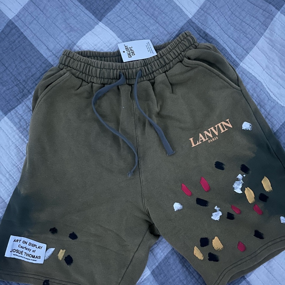 Gallery Dept Olive Green LANVIN Paint-Splatter Men’s Shorts